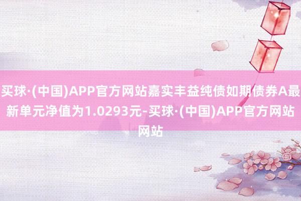 买球·(中国)APP官方网站嘉实丰益纯债如期债券A最新单元净值为1.0293元-买球·(中国)APP官方网站
