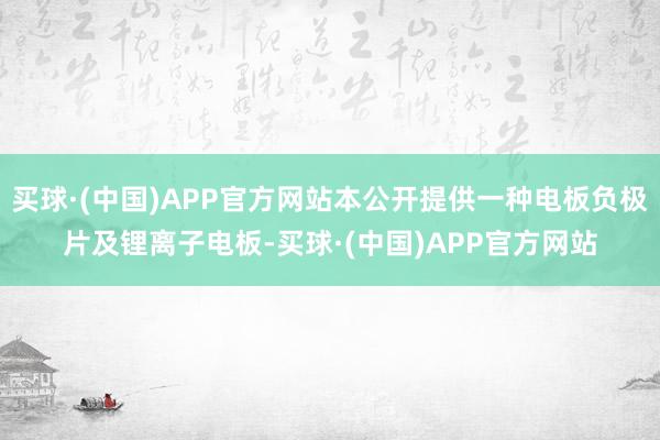 买球·(中国)APP官方网站本公开提供一种电板负极片及锂离子电板-买球·(中国)APP官方网站